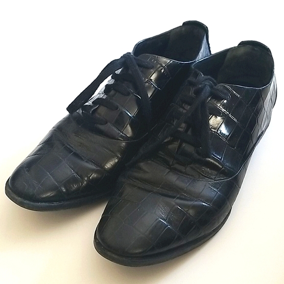 Alexander Wang Ingrid Lace Up Oxford Black Croc 36 - Picture 4 of 11